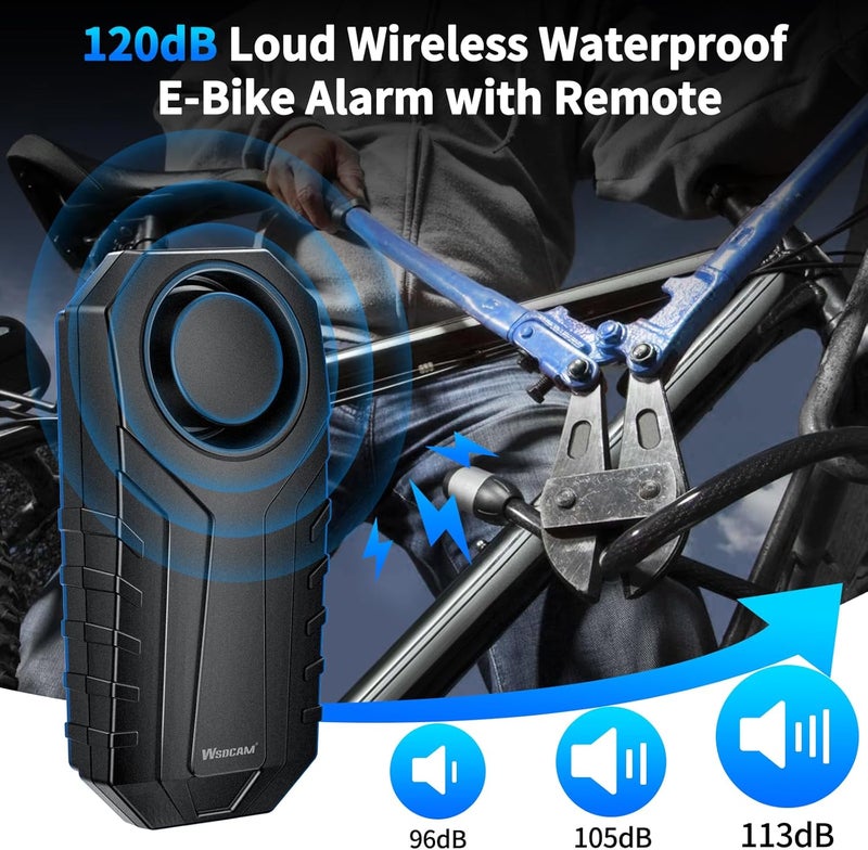wsdcam Bike Alarm with Remote 2 Pack, 113dB Loud Anti Theft Vibration Sensor Alarm Systems for Electric Bike Motorcycle Golf Car Trailer Mailbox Garage Door Waterproof Home Security Bike Accessories - Image 2